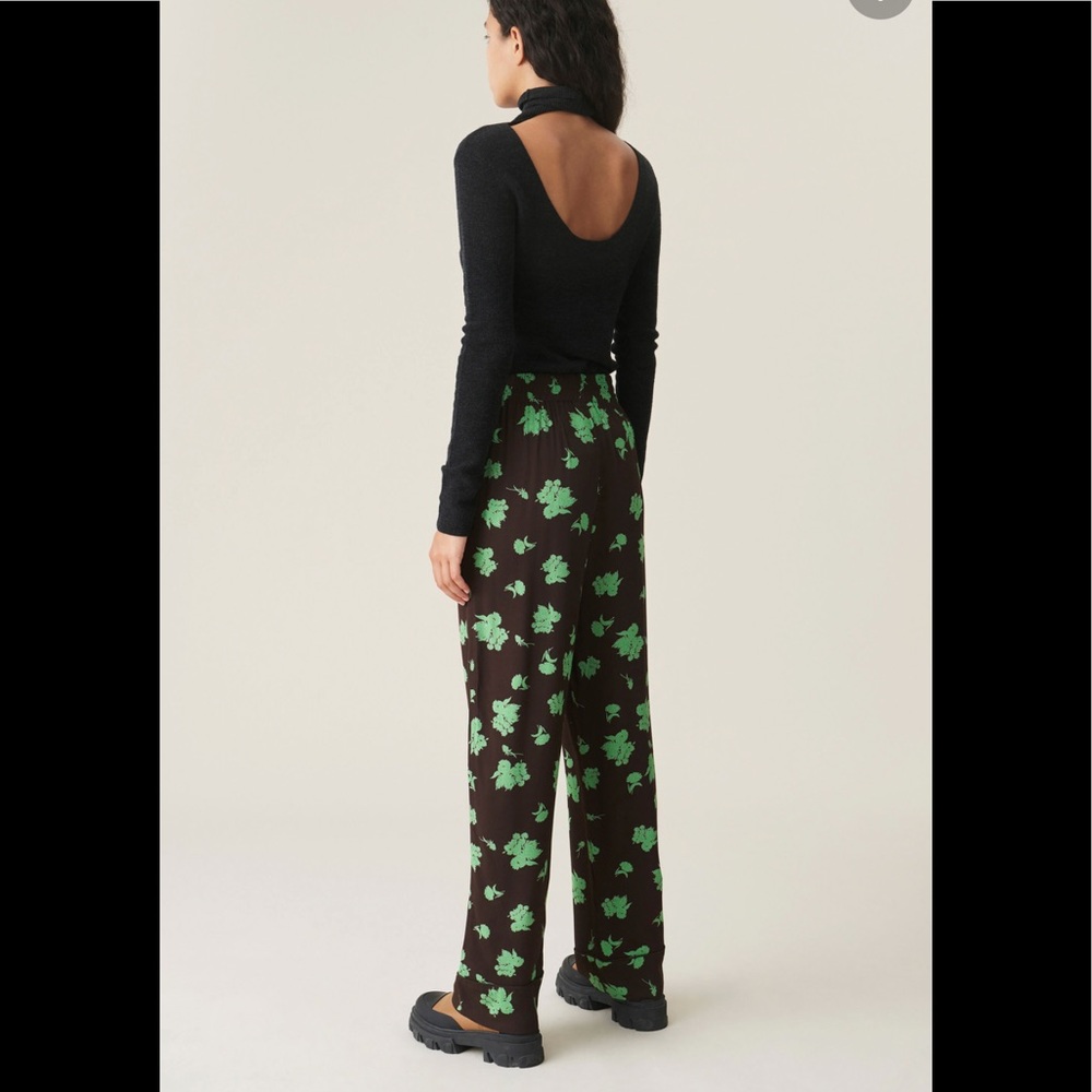 Ganni  Printed  Crepe Pants - Picture 2 of 7